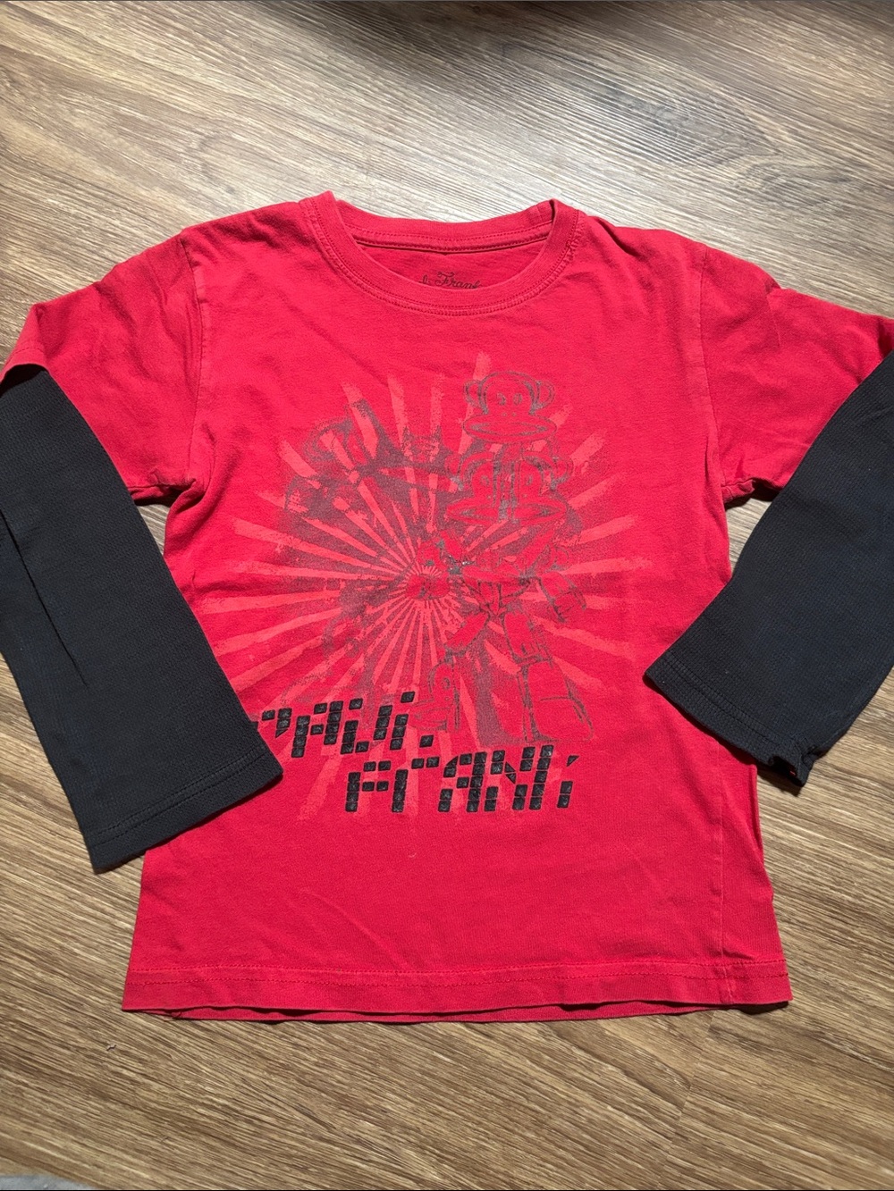 VTG Paul Frank Boys Red Faux Layered Long Sleeve Graphic T-Shirt 00s Y2K kids 6